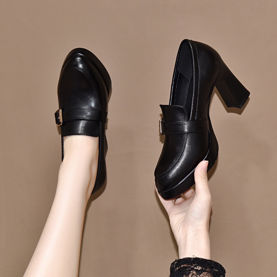Zelindan | Women's Orthopaedic Loafers with High Block Heel