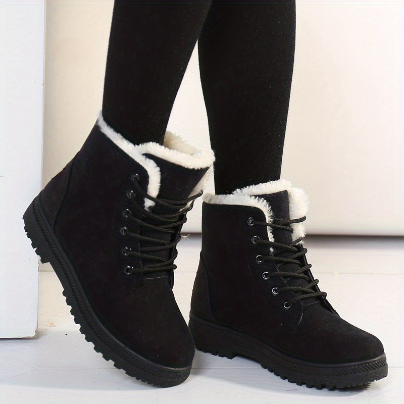 Paulina | Women’s Winter Lace-Up Boots with Flat Sole & Warm Lining