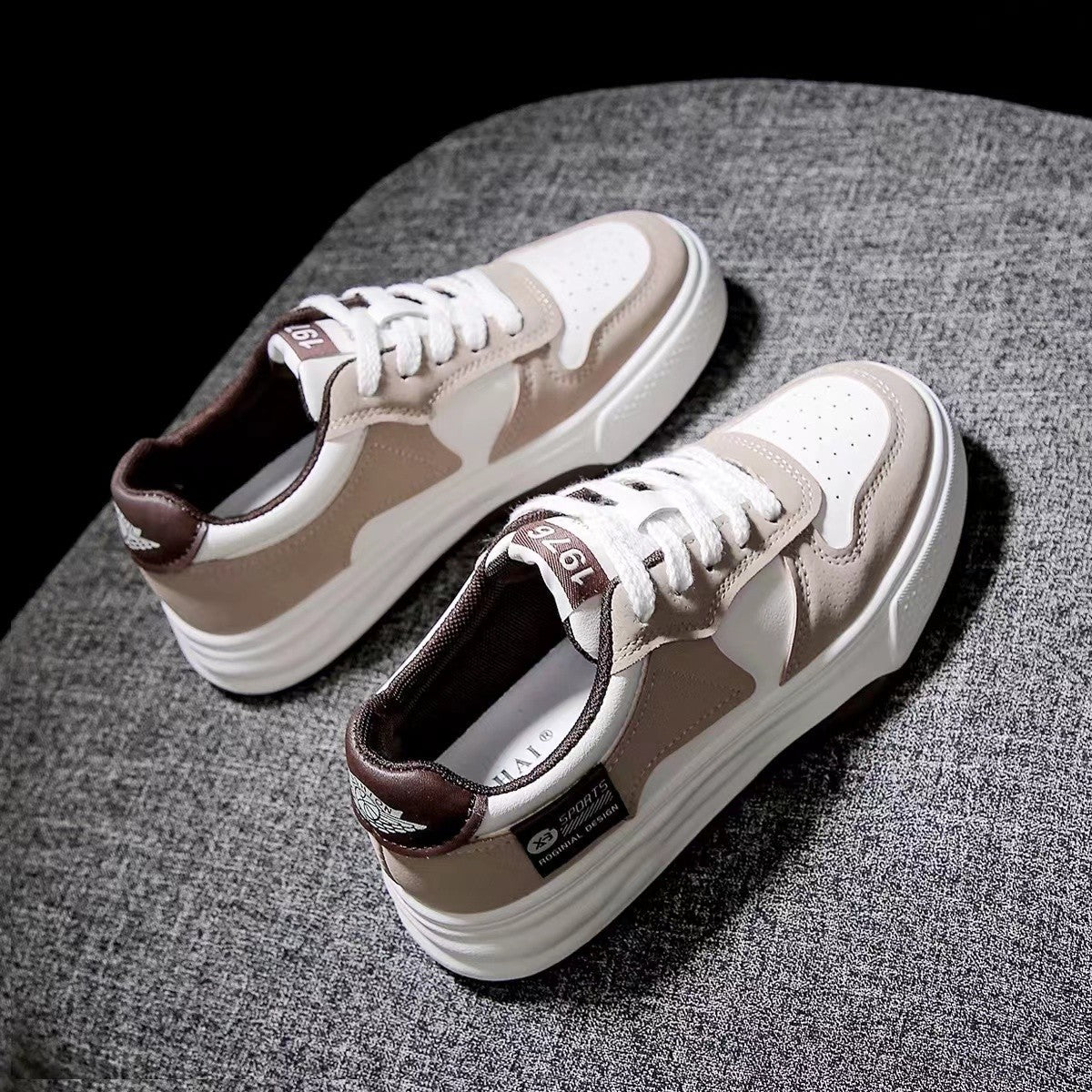 Eseld | Women's Two-Tone Lace-Up Wedge Sneakers – Stylish, Trendy & Comfortable