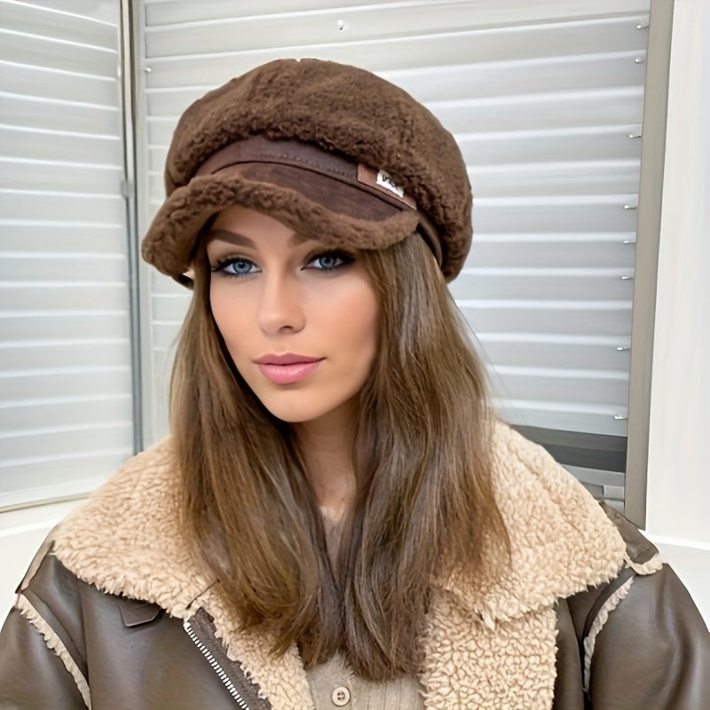 Norella | Women's Fashionable Plush Winter Beret – Cozy Knitted Hat for Cold Days