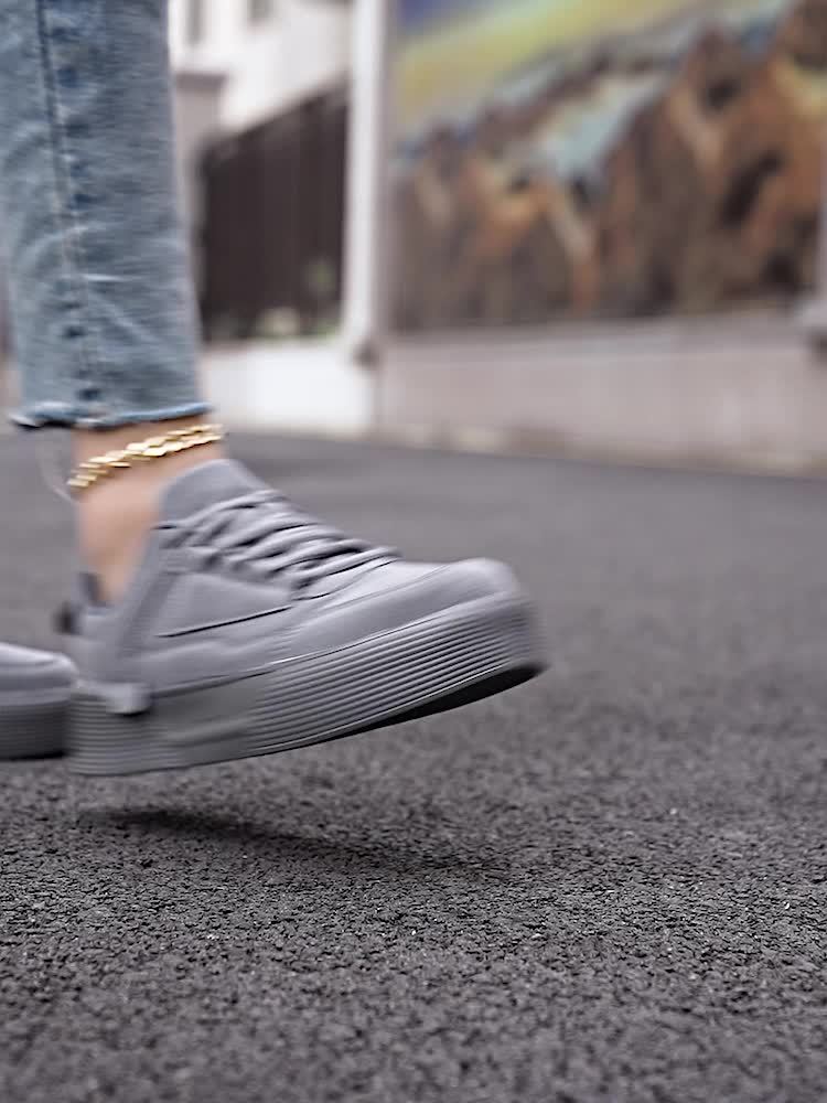 Gertruda | Women's Grey Platform Sneakers – Stylish Lace-Up Shoes for Every Occasion