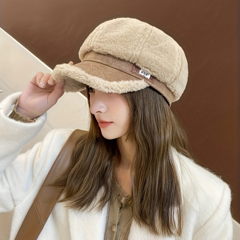 Norella | Women's Fashionable Plush Winter Beret – Cozy Knitted Hat for Cold Days