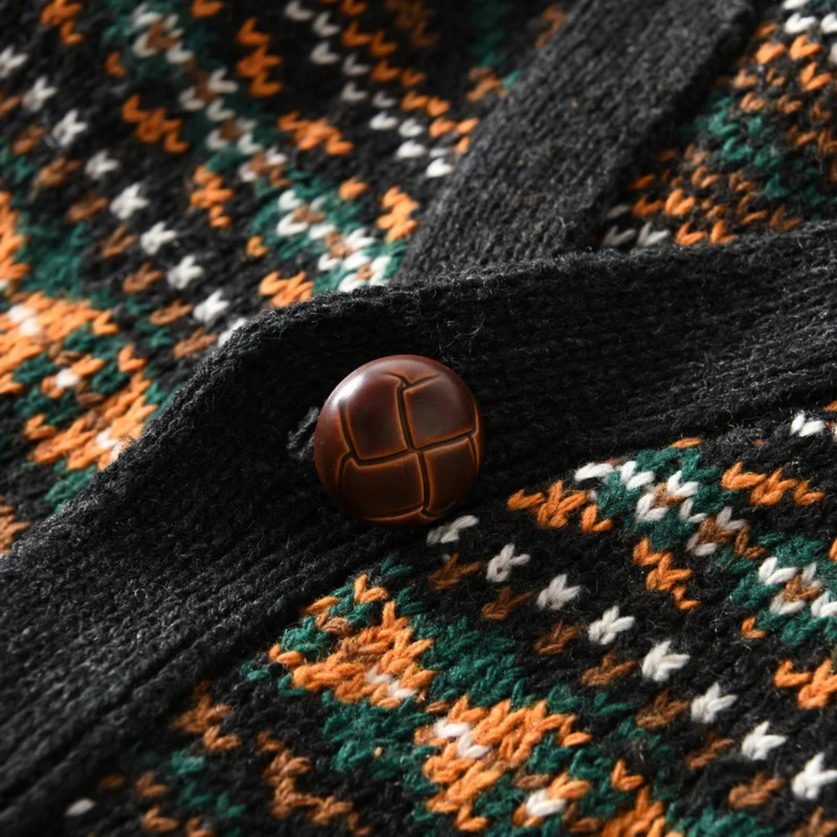 The Monopoli Men’s Nordic Retro Patterned Button Up Cardigan