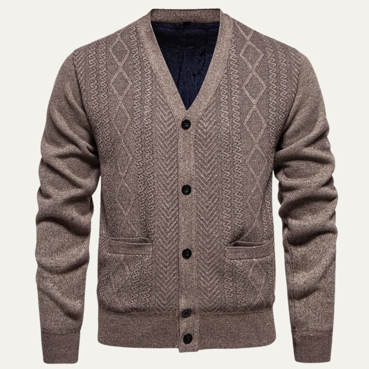 The Llangollen Men's Button Up Casual Knit Cardigan with Pockets