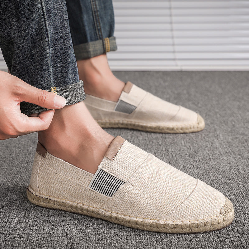 Joaquin | Men's Handmade Canvas and Straw Summer Loafers | Stylish Casual Footwear