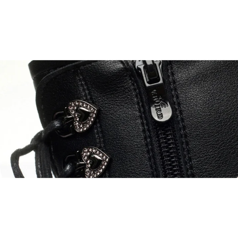 Zoraide | Women's Block Heel Winter Boots with Side Zipper & Lace-Up Design