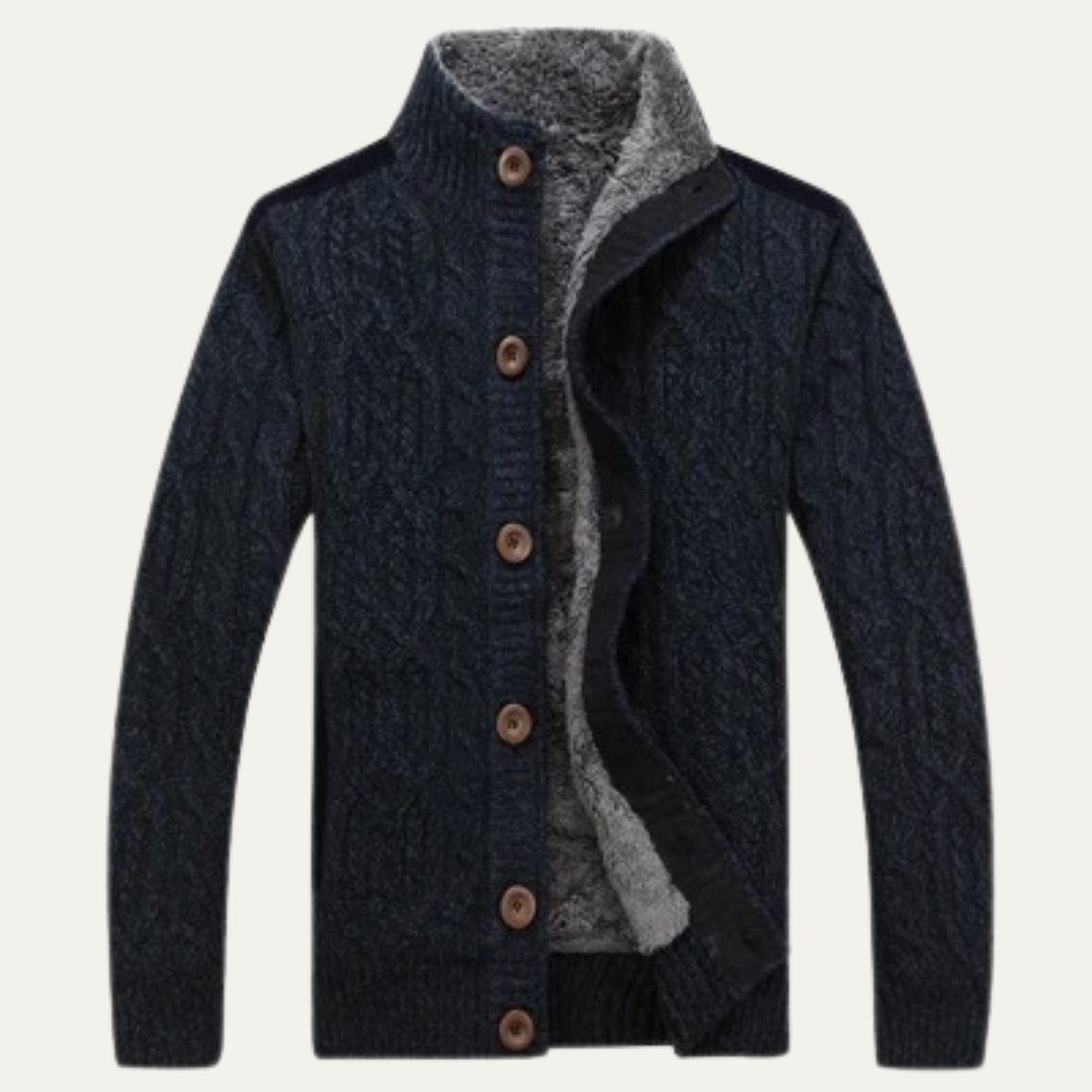 The Maplewood Men’s Winter Fleece Lined Wool Cardigan