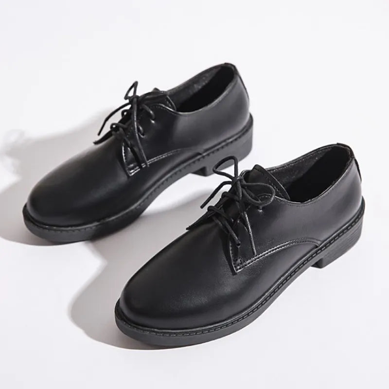 Demelza | Women's British-Style Retro Lace-Up Shoes – Sturdy Thick Sole & Timeless Design