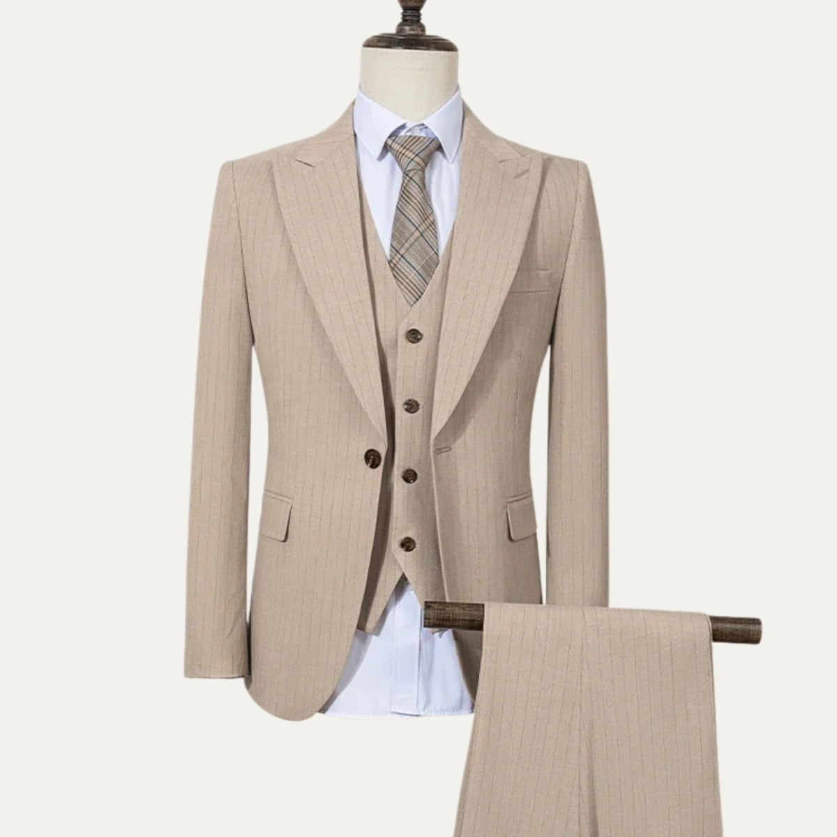The Sovicille Men’s Business Pinstripe 3 Piece Suit – Slim Fit Blazer, Waistcoat & Trousers