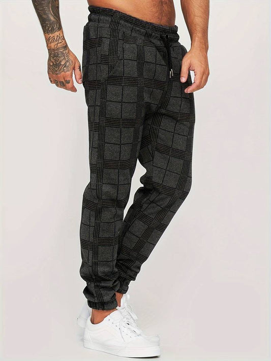 Charles | Men’s Jogging Trousers with Check Pattern & Drawstring Waist