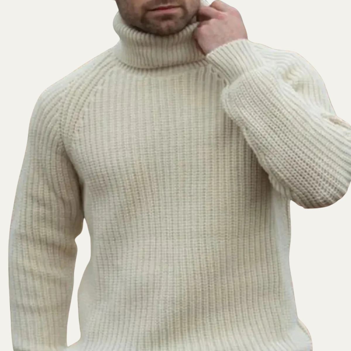 The Dundee Men's Chunky Wool Turtleneck Sweater - Warm Fisherman Knit Jumper