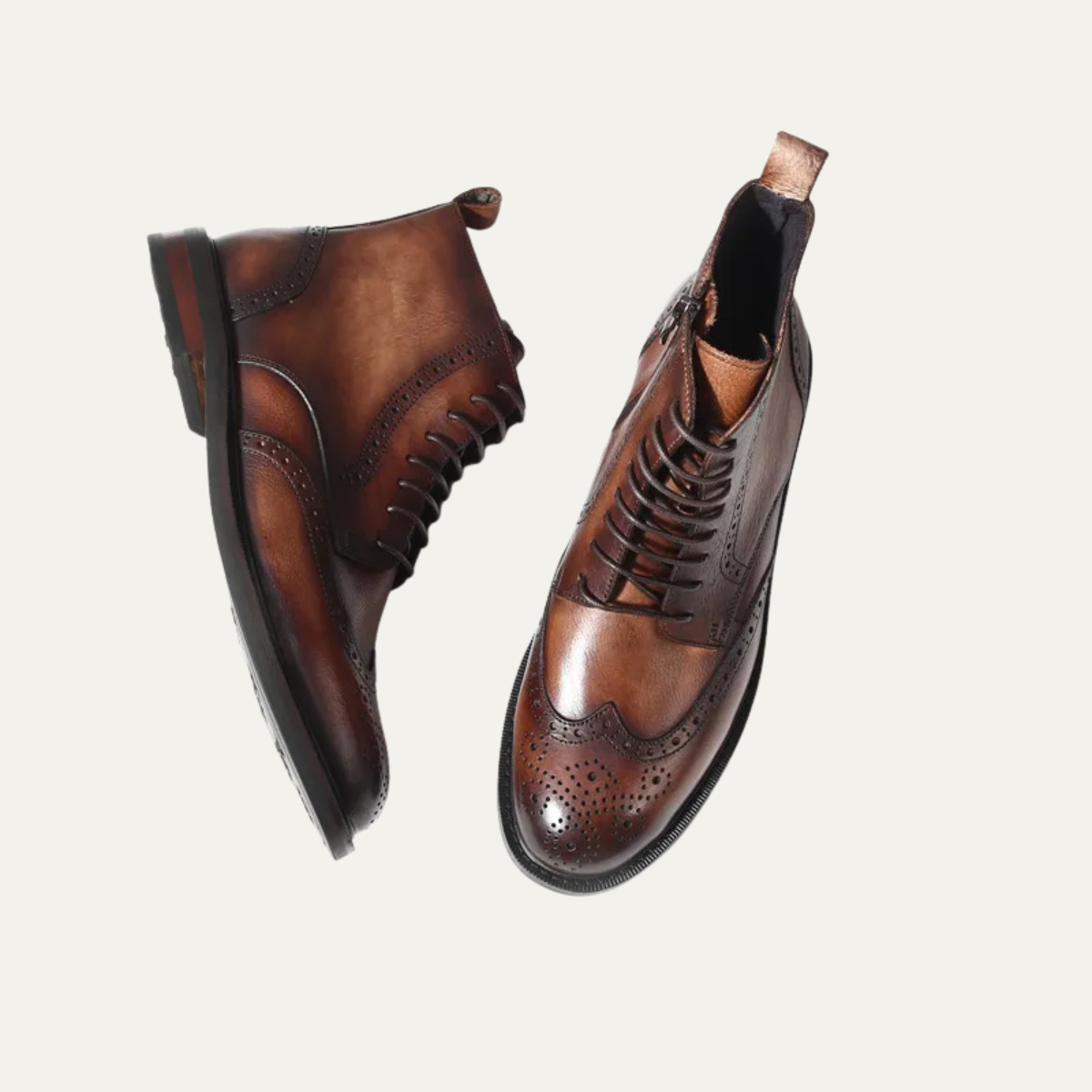 The Cerveteri Men's Leather Brogue Lace Up Dress Boots