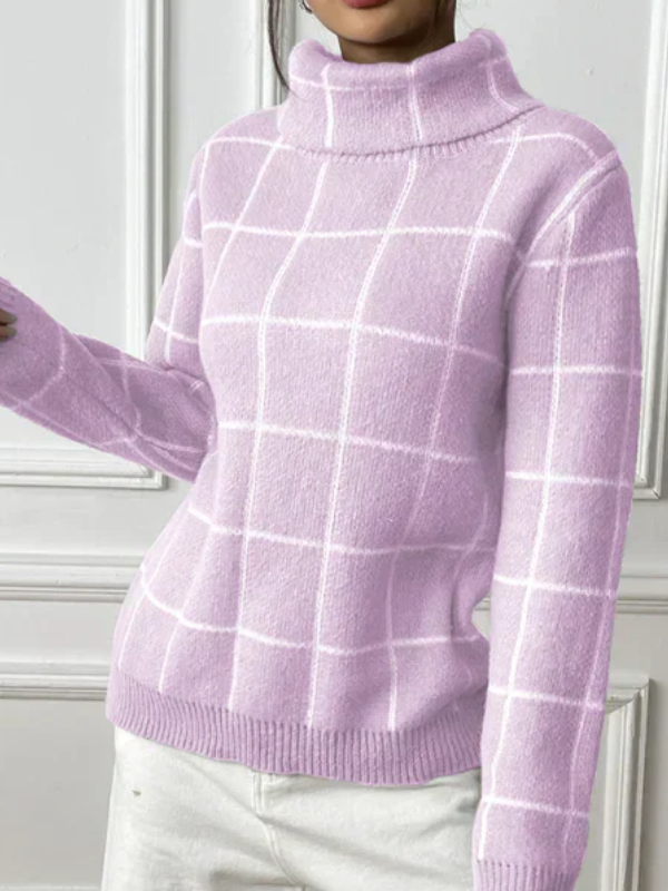 Emmeline | Women's Classic Plaid Turtleneck Sweater – Warm & Stylish