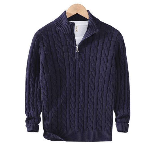 Barrett | Men’s Cable-Knit Half Zip Sweater – Warm Knitted Pullover with Textured Pattern