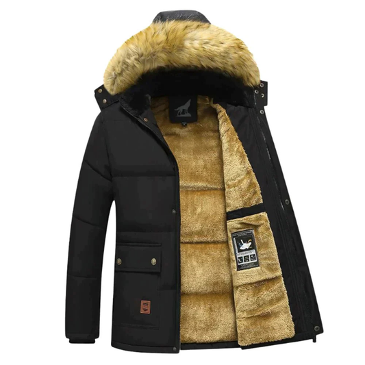 Renato | Men’s Warm Fleece Lined Parka with Removable Fur Hood