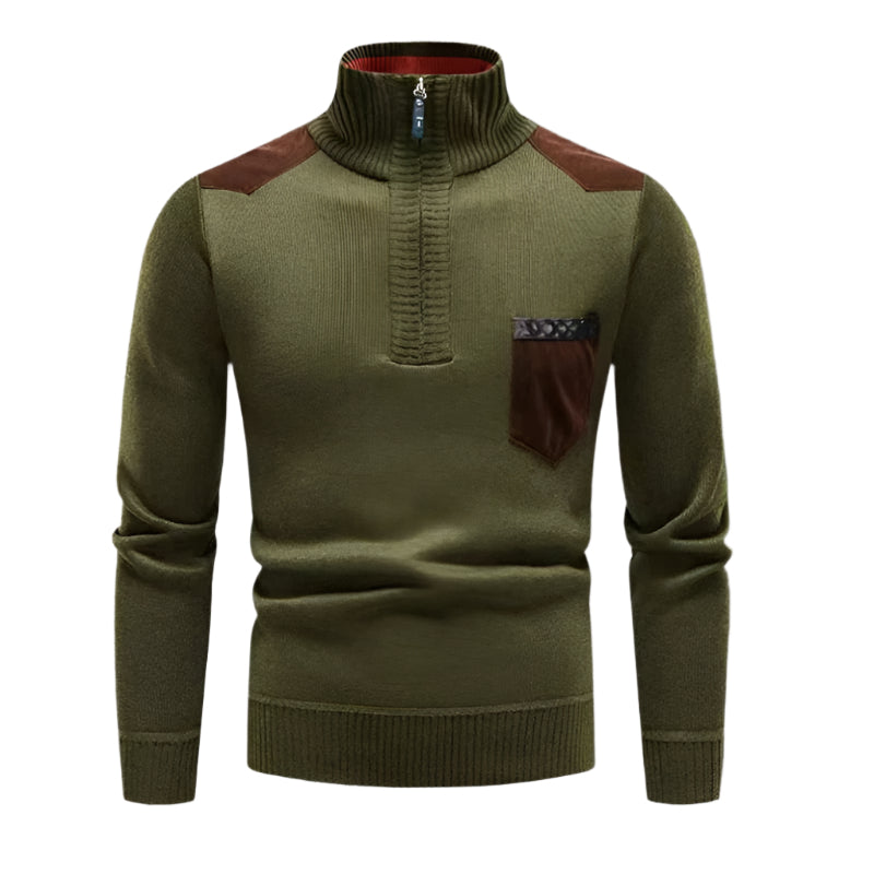 The Garrick Patchwork Half-Zip Jumper for Men