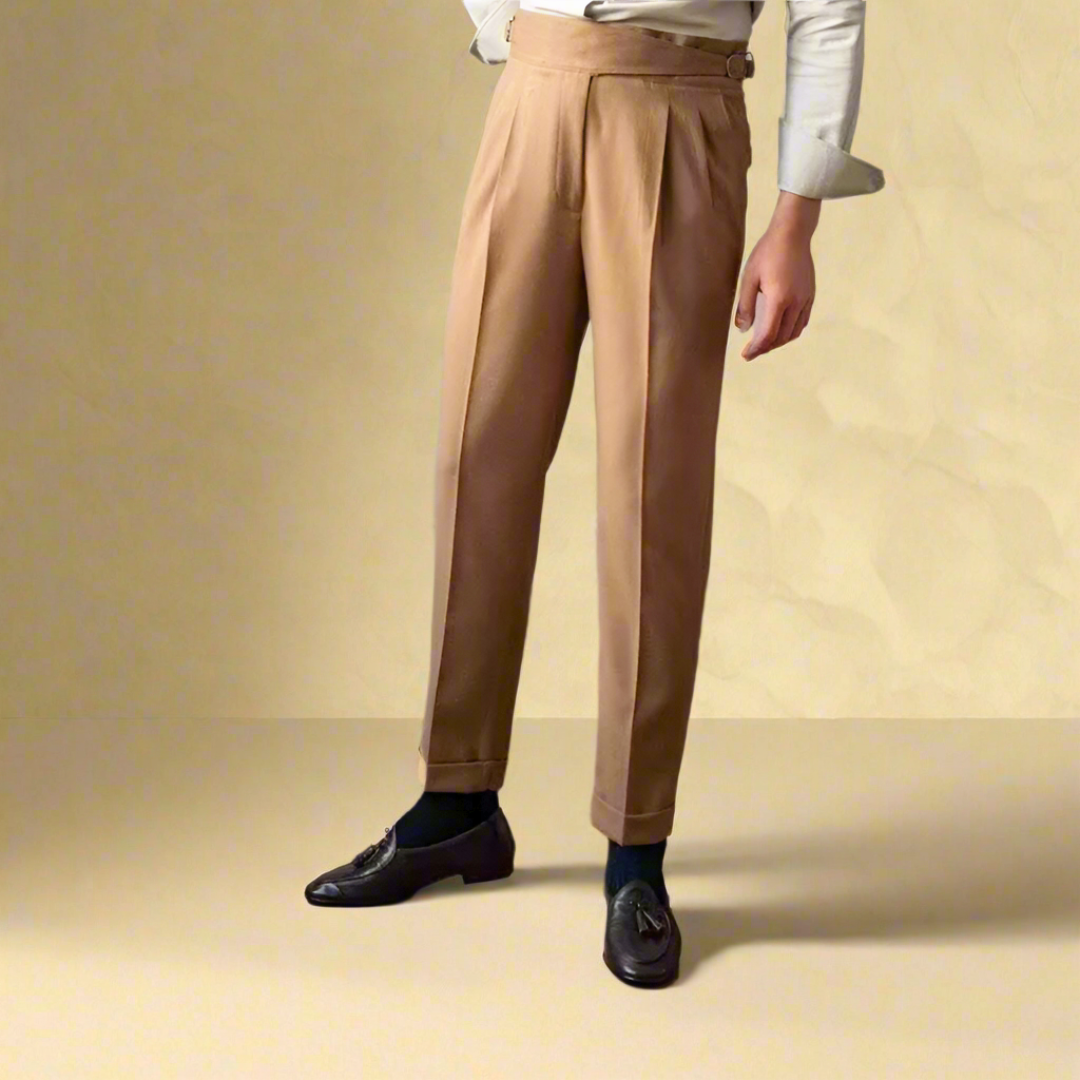 Jeston | Men's Stylish Straight-Cut Business Casual Trousers – High Waist & Belt Closure