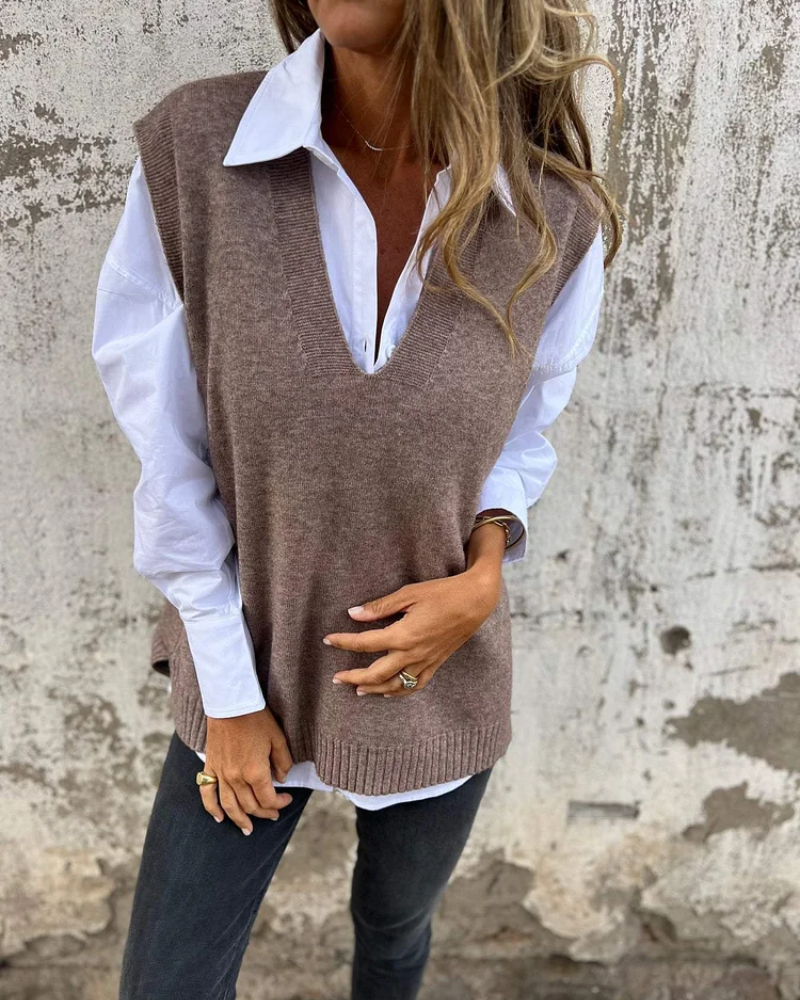 Eadlin | Women’s Classic Knitted Sweater Vest with V-Neck