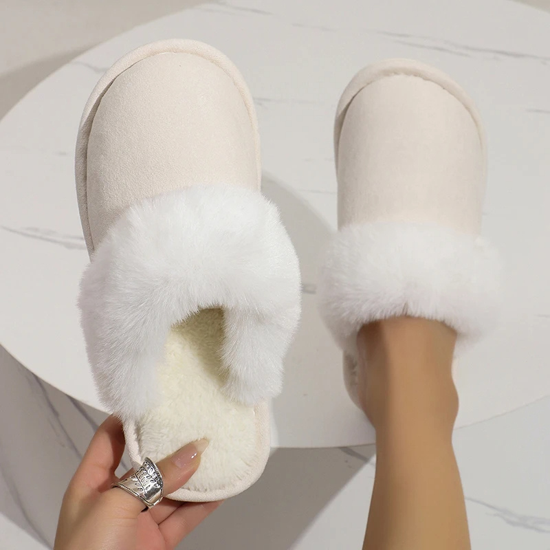 Xanthia | Women's Plush-Lined Winter Slippers with Closed Toe & Faux Fur Details