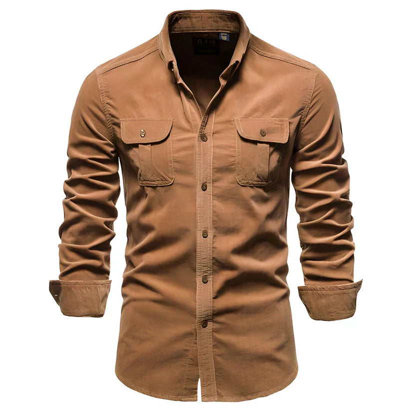 Kalli | Men's Classic Tailored Buttoned Cotton Shirt with Chest Pockets