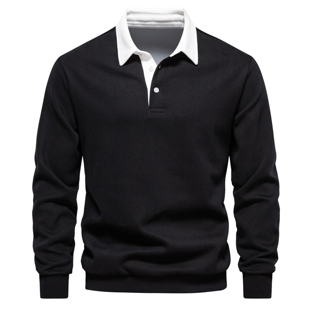 Quincy | Men’s Long Sleeve Polo Shirt with Classic Buttoned Collar – Smart Casual Top
