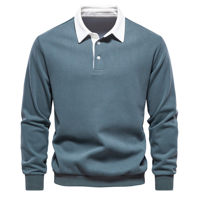 Quincy | Men’s Long Sleeve Polo Shirt with Classic Buttoned Collar – Smart Casual Top