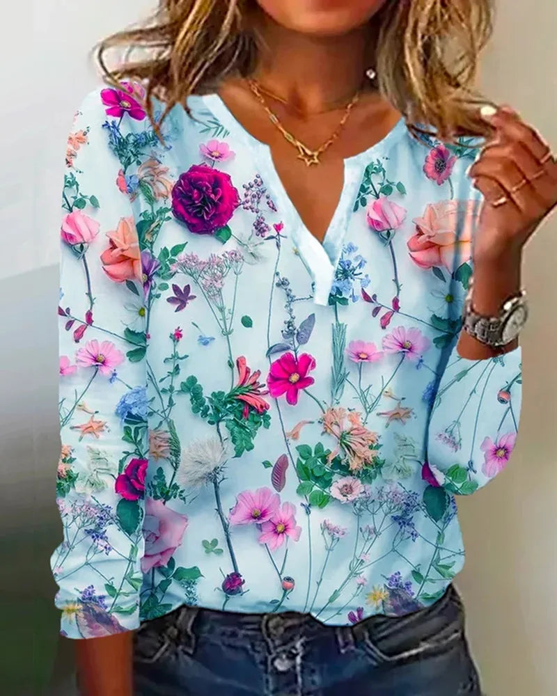 Morwenna | Women's Bohemian Floral Print V-Neck Blouse – Chic & Effortlessly Stylish