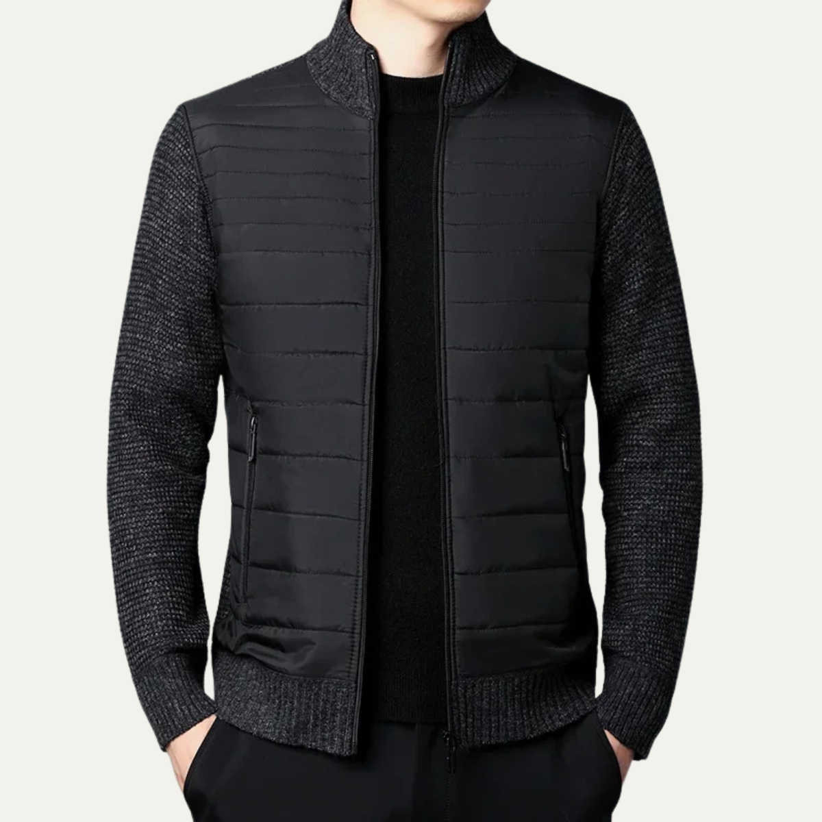 The Aberdeen Men's Quilted Knit Padded Zip Up Cardigan