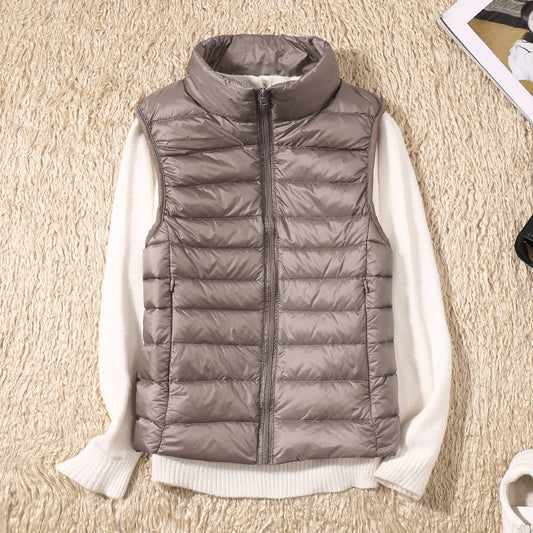Tiffany | Women’s Lightly Padded Outdoor Vest – Sleeveless Full Zip Gilet with Stand Collar