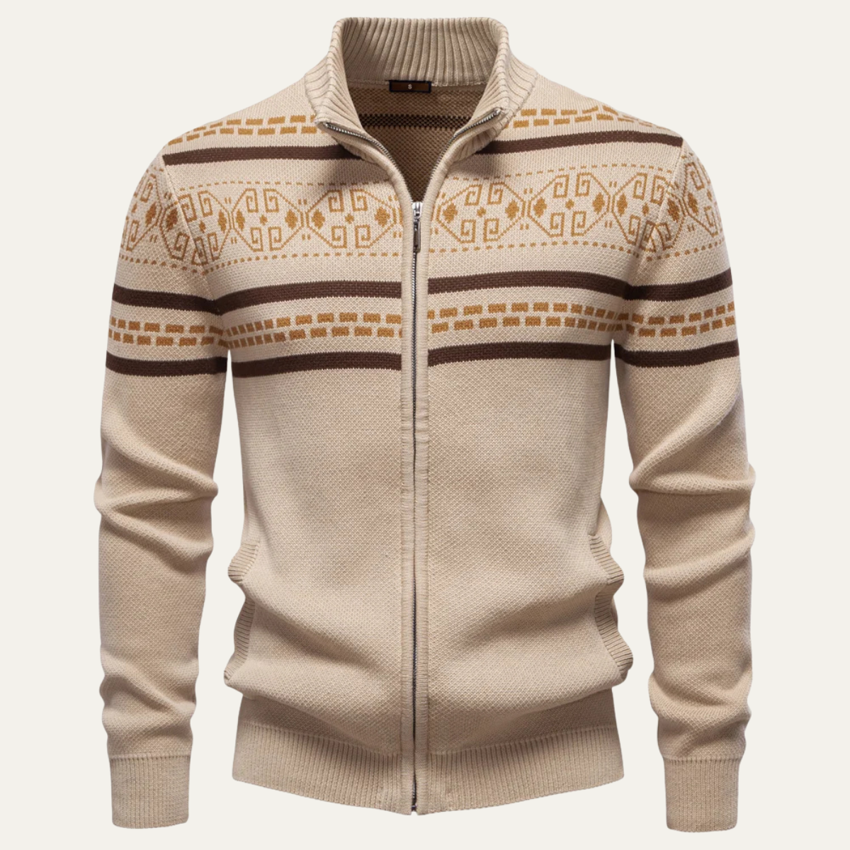 The Chepstow Men's Patterned Knit Zip Up Winter Cardigan