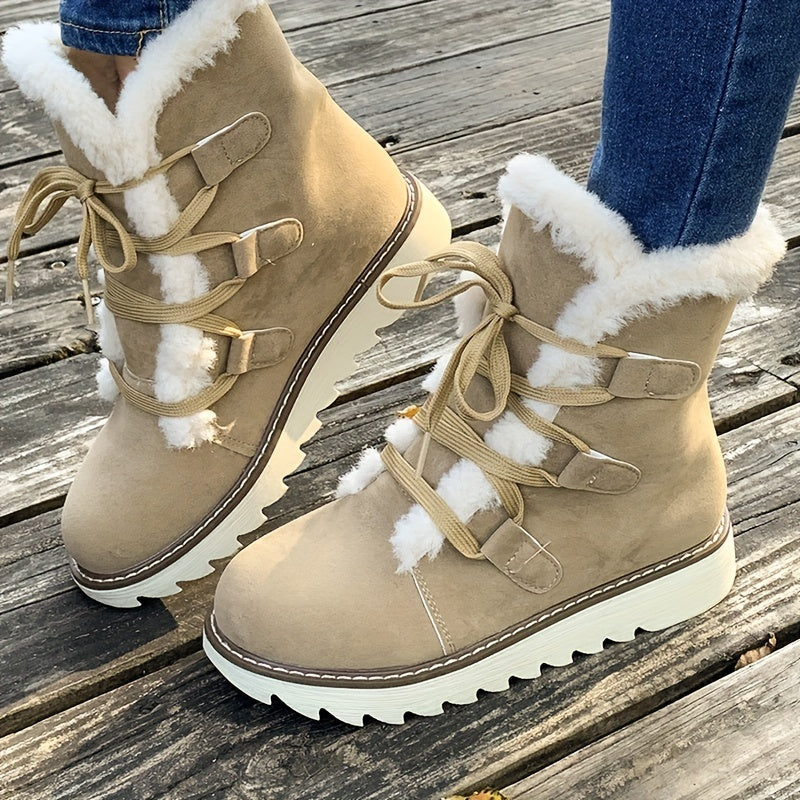 Pearl | Women’s Winter Lace-Up Platform Boots with Warm Lining