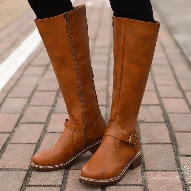 Mirabel | Women’s Knee High Boots | Elegant Round Toe with Comfortable Block Heel
