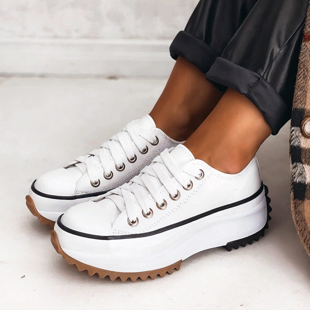 Nikkie | Women's Leather Platform Sneakers with Lace-Up Design – Stylish & Comfortable