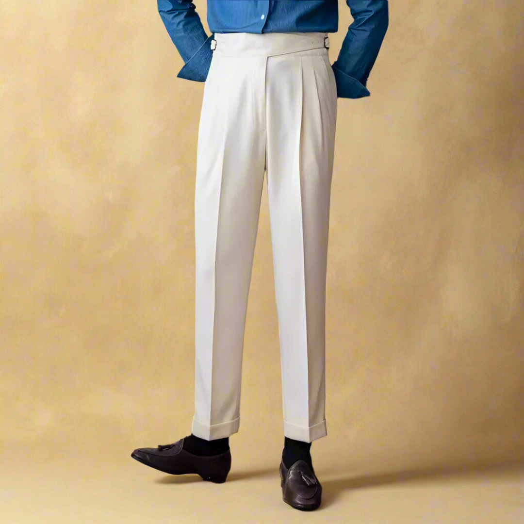 Jeston | Men's Stylish Straight-Cut Business Casual Trousers – High Waist & Belt Closure