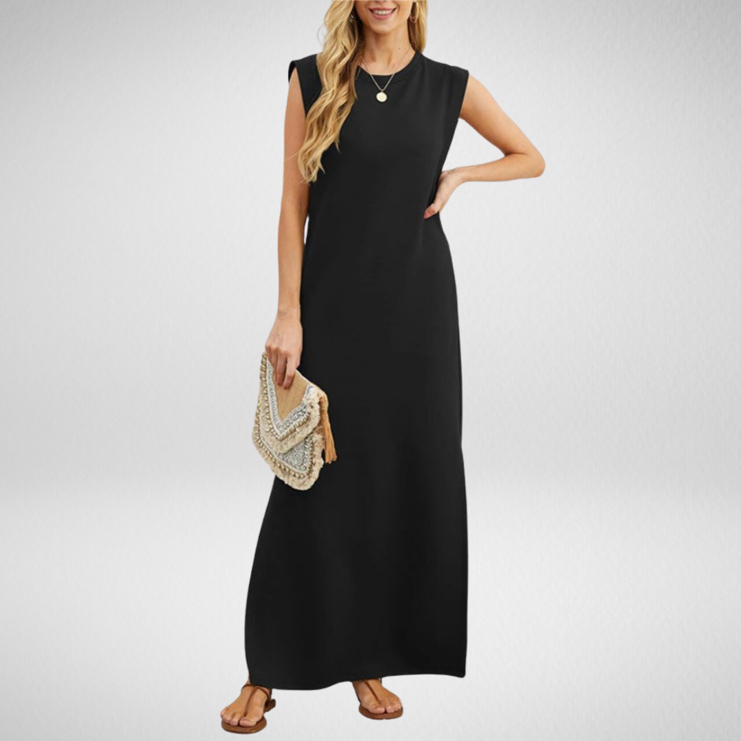 Nina | Women's Sleeveless Straight Maxi Dress with Round Neck – Elegant & Comfortable Fit
