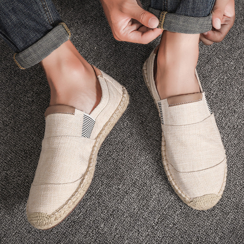 Joaquin | Men's Handmade Canvas and Straw Summer Loafers | Stylish Casual Footwear