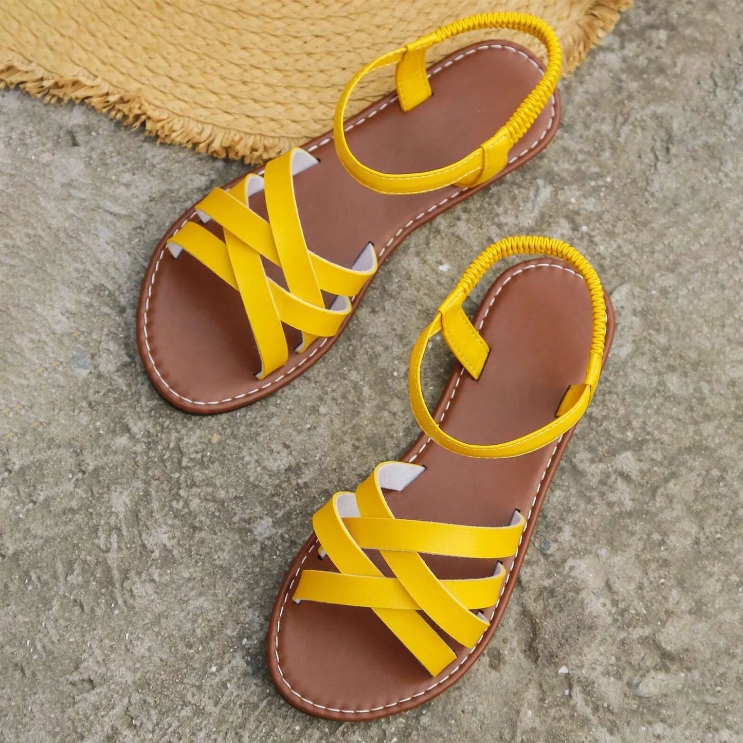 Harper | Women's Flat Summer Sandals with Crisscross Straps