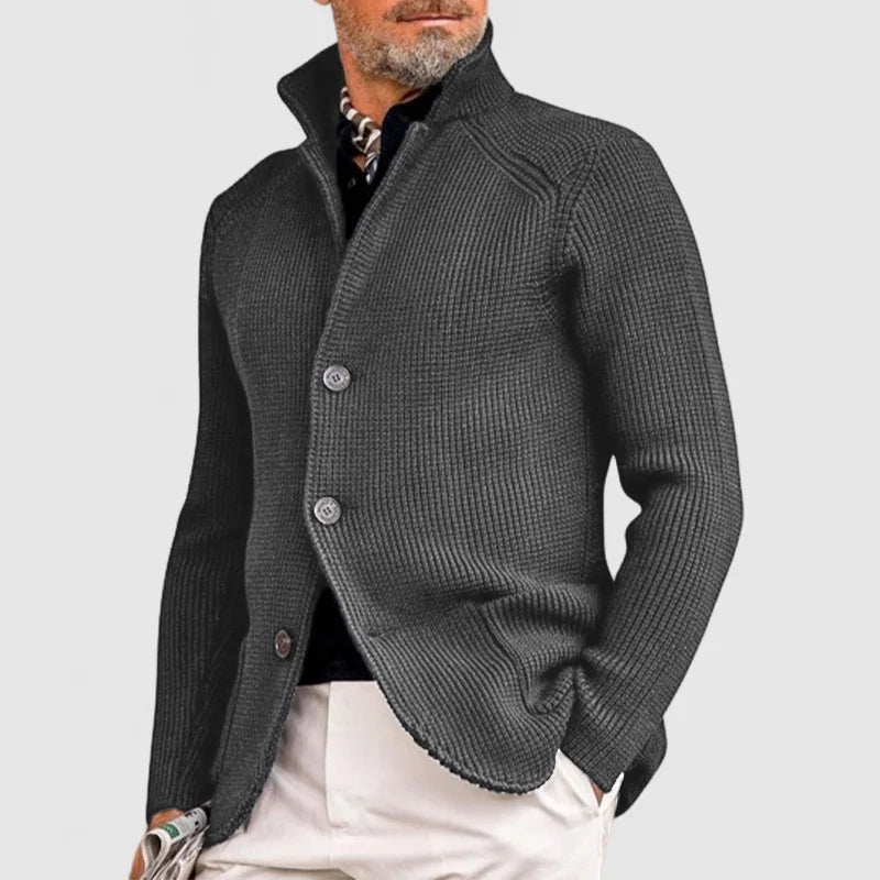 Tobias | Men’s Thick Knit Cardigan with Button Closure in Solid Colours