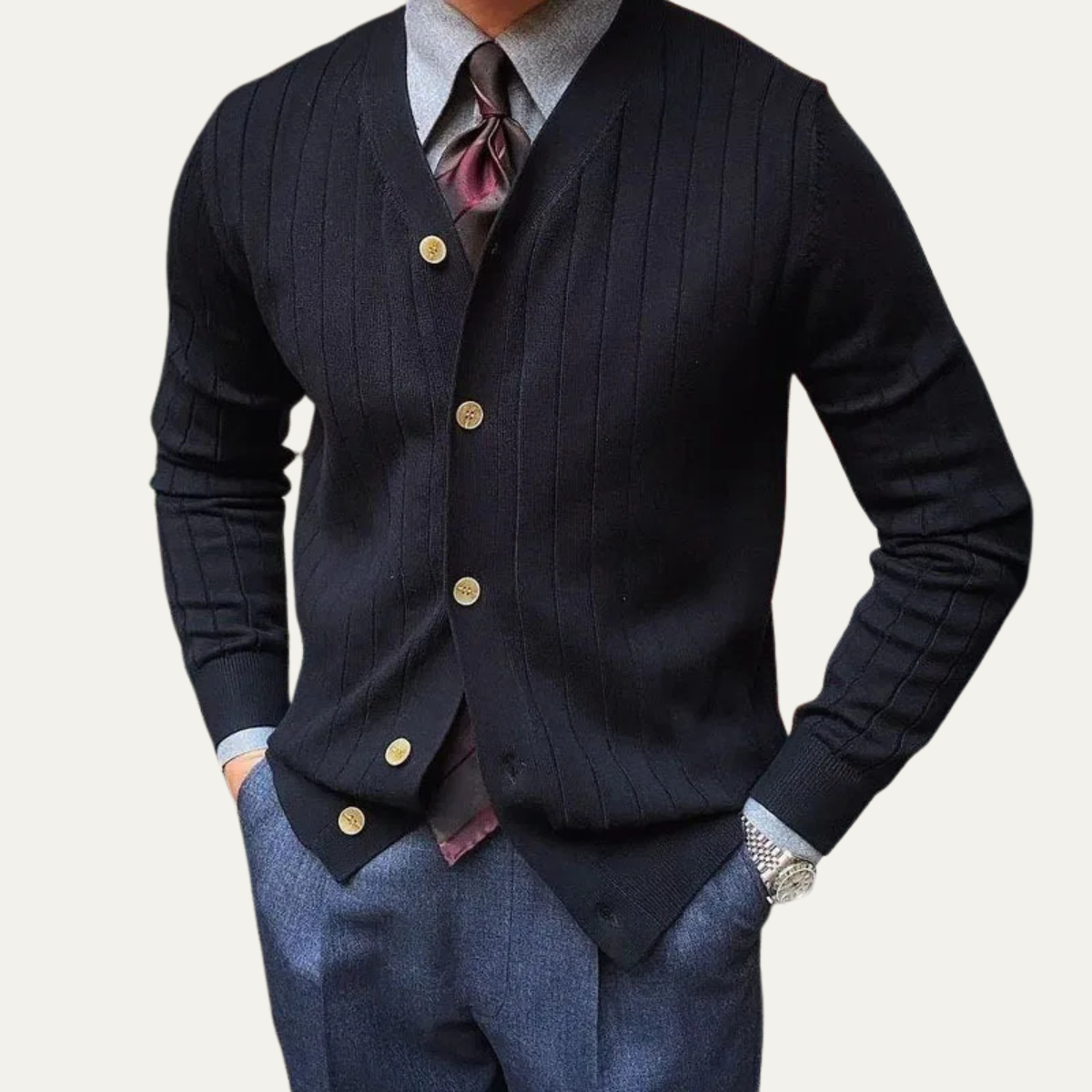 The Newport Men's Business Slim Fit Knit Cardigan