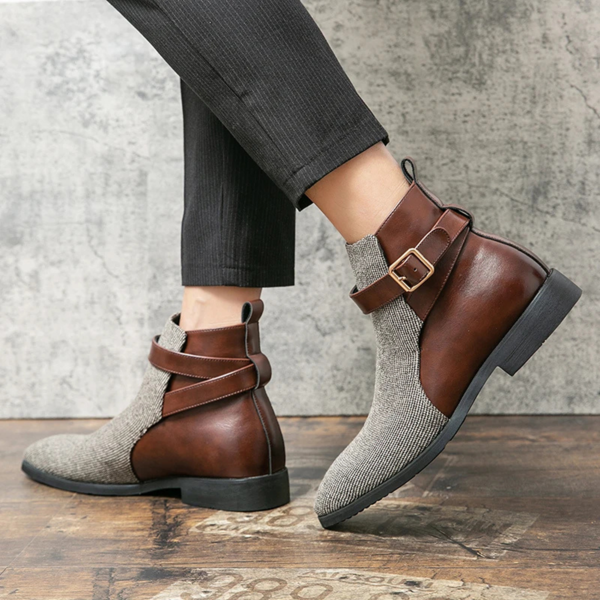 The Shetland Men's Elegant Modern Buckle Chelsea Boots