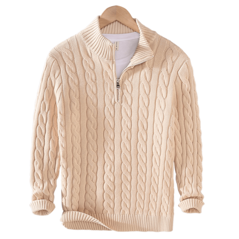 Barrett | Men’s Cable-Knit Half Zip Sweater – Warm Knitted Pullover with Textured Pattern