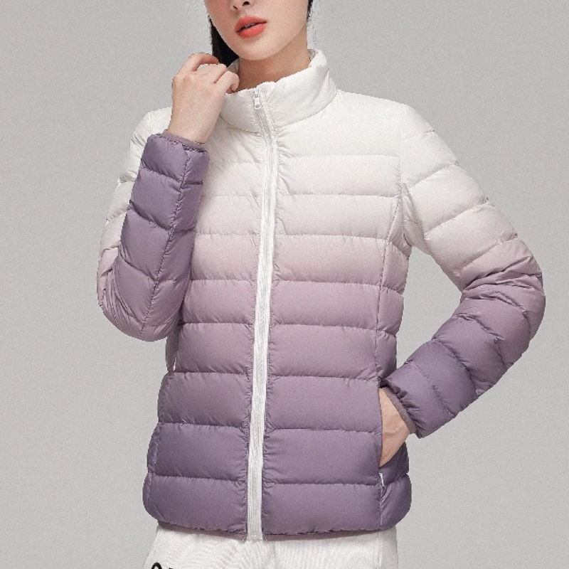 Eilika | Striped Puffer Jacket with High Collar and Zip Closure