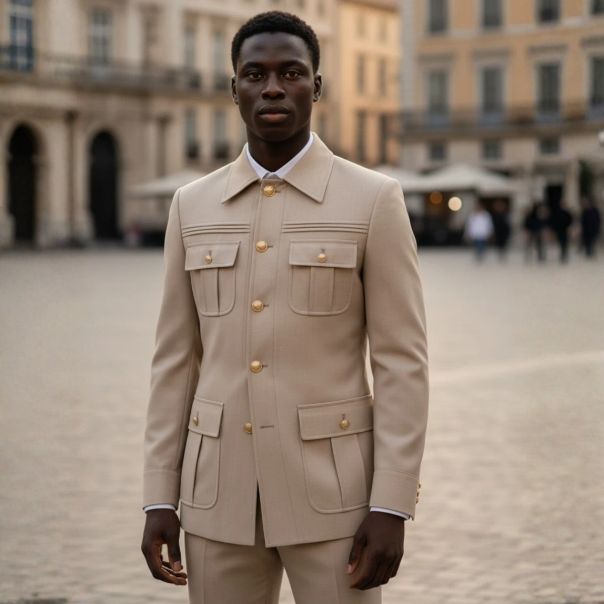 The Sassuolo Men's Military Style Suit Set – Slim Fit Jacket & Trousers