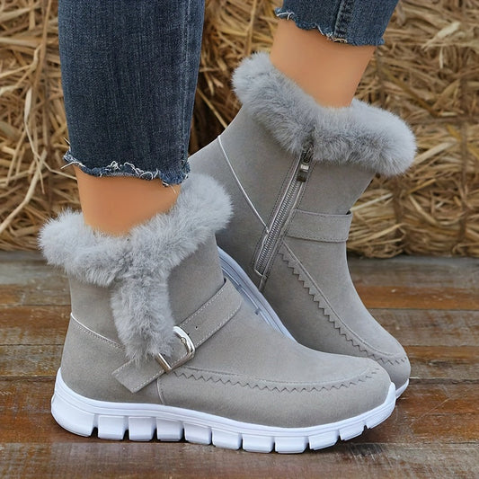 Pandora | Women’s Winter Boots | Side Zip with Strap Detail & Warm Faux Fur Lining