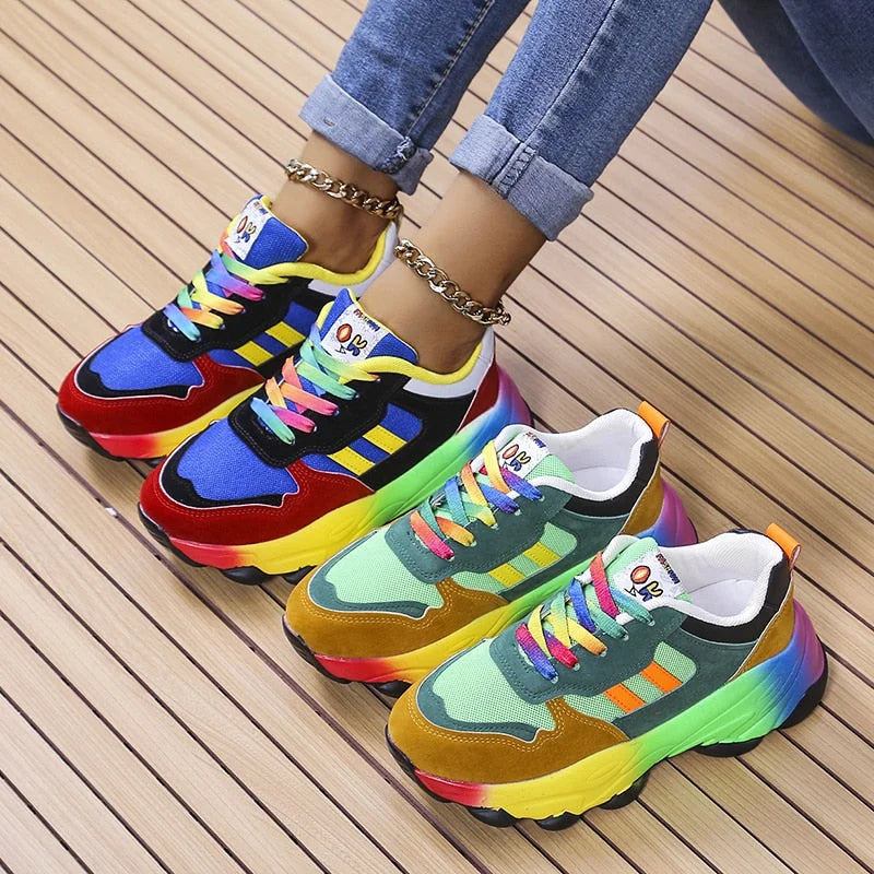 Jemima | Women's Multicolour Lace-Up Orthopedic Platform Sneakers