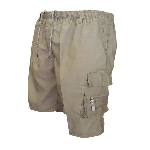 Clive | Men’s Solid Colour Cargo Shorts with Zip Pockets and Drawstring Waist
