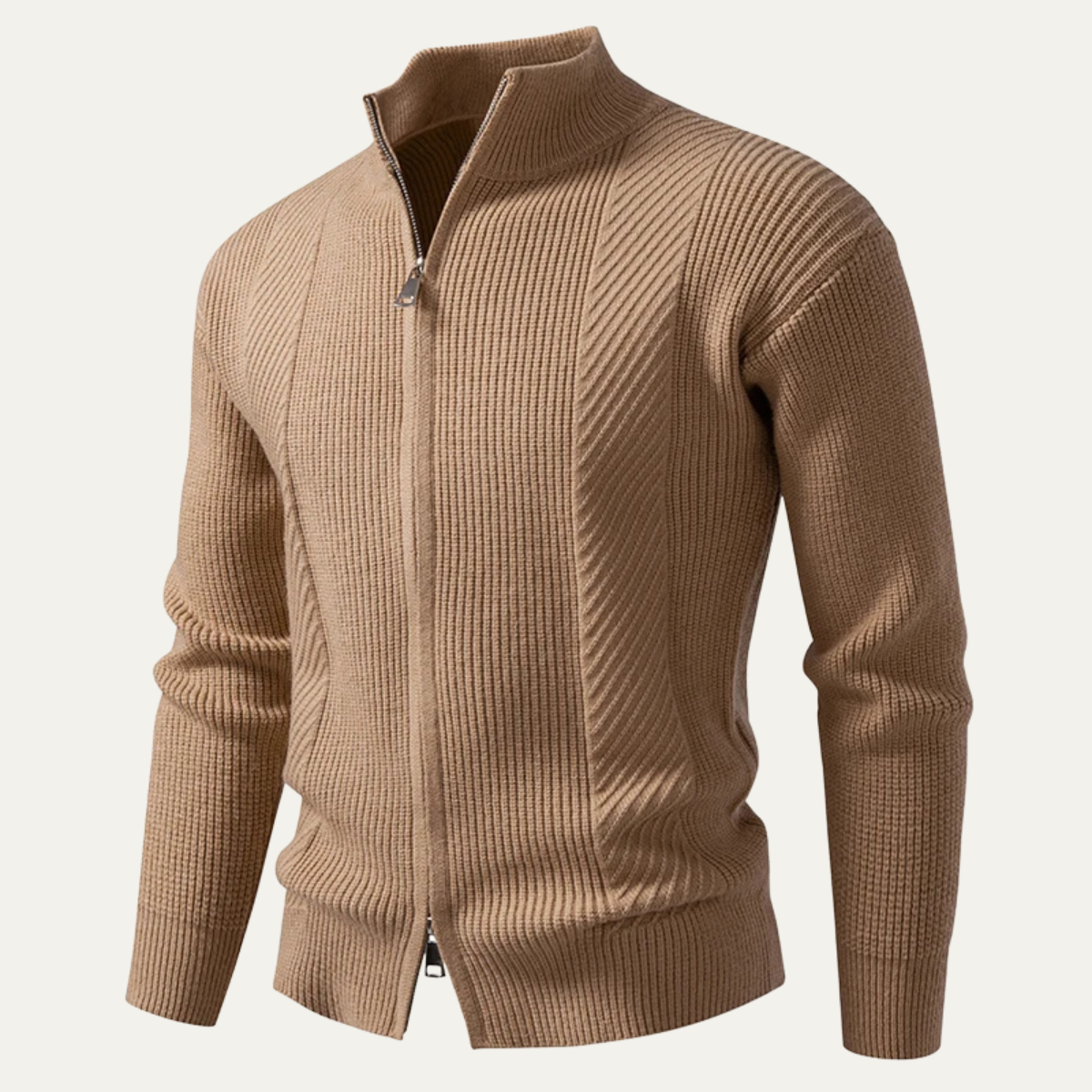The Cisternino Men’s Smart Casual Ribbed Zip Up Knit Cardigan