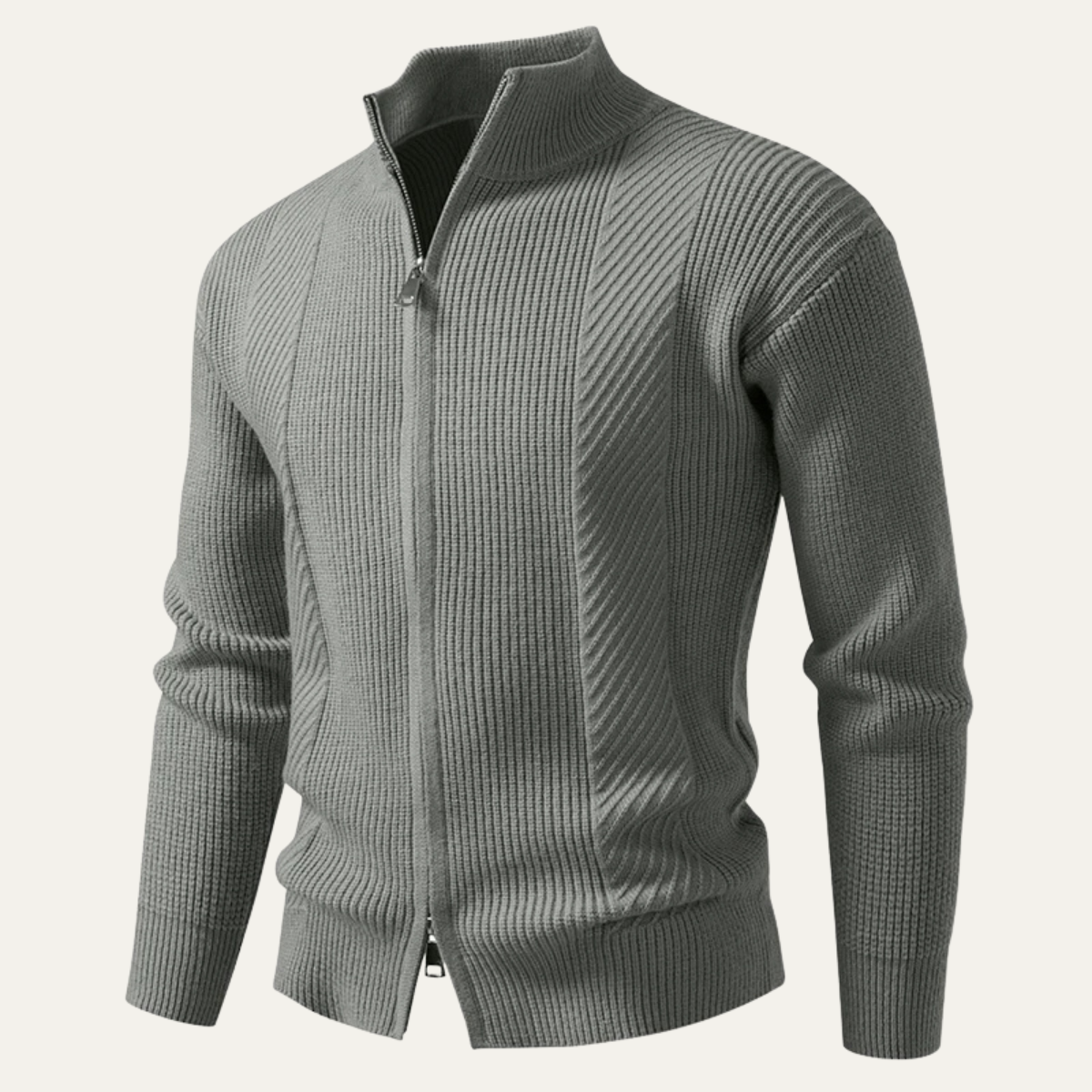 The Cisternino Men’s Smart Casual Ribbed Zip Up Knit Cardigan