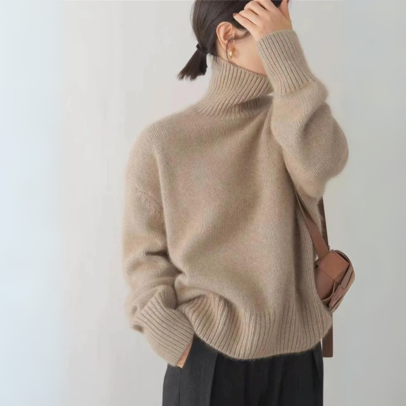 Penny | Women's Classic Knit Turtleneck Sweater, Loose Fit, Solid Colour
