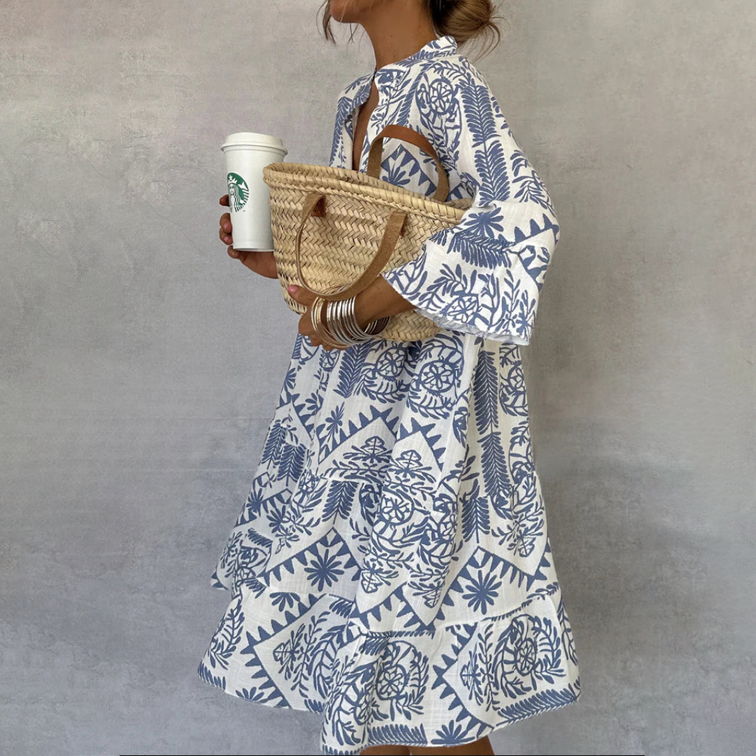 Guinevere | Women's Flowing V-Neck Summer Dress – Lightweight & Elegant with Flared Sleeves